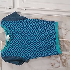 Loft size m short sleeve sweater navy and green